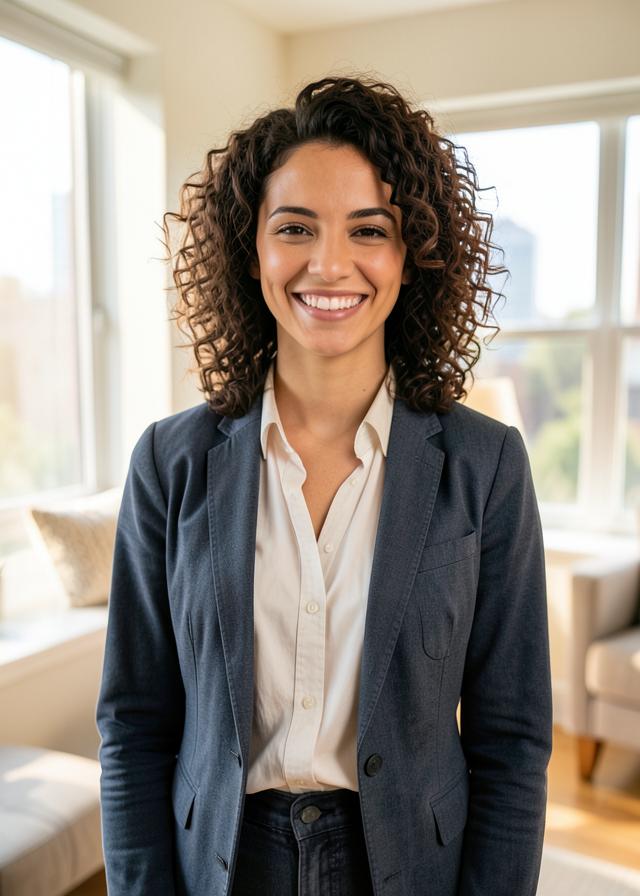 Young professional woman in her apartment
